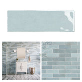 Tenedos HTC184 Ceramic Subway Wall Tile Handmade Look Glossy Glaze for Backsplash Kitchen, Bathroom Shower, Accent Wall (1, Sky Blue)